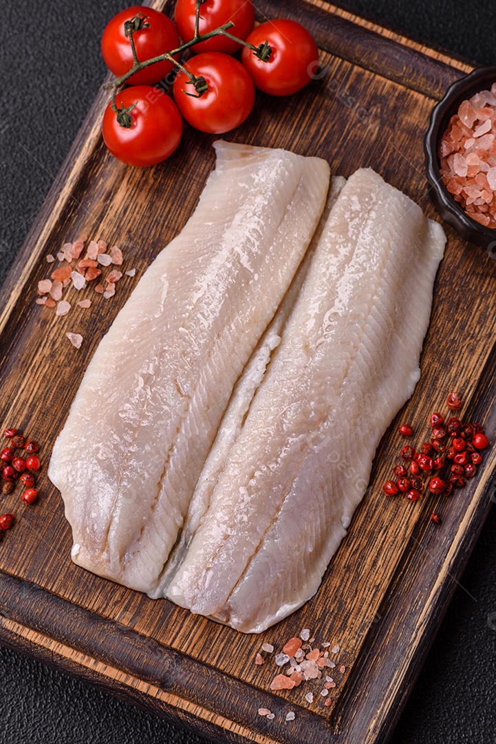 A imagem mostra filés de peixe, que são cortes desossados e macios de peixe