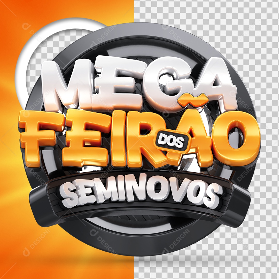 Mega Feirão dos Seminovos Selo 3D para Composição PSD