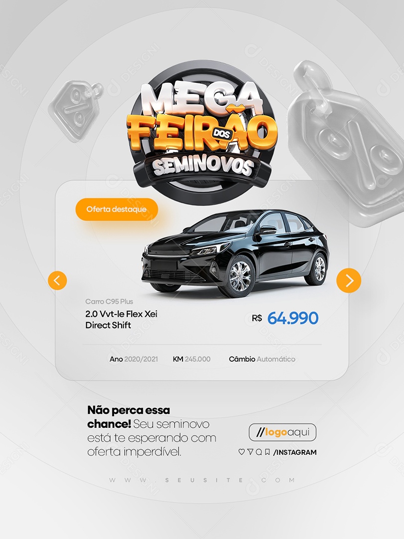 Mega Feirão Dos Seminovos Concessionária Oferta Destaque Carro C95 Social Media PSD Editável
