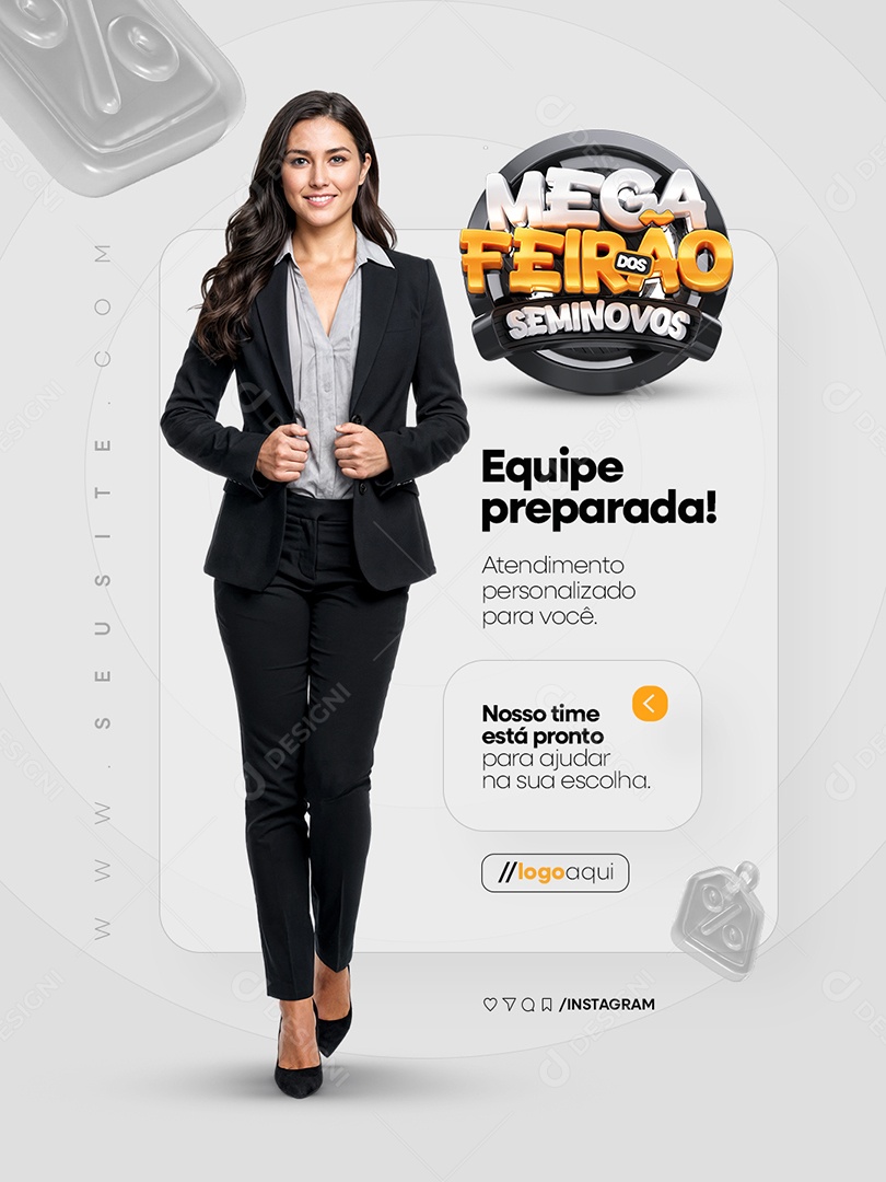 Mega Feirão Dos Seminovos Concessionária Equipe Preparada Social Media PSD Editável