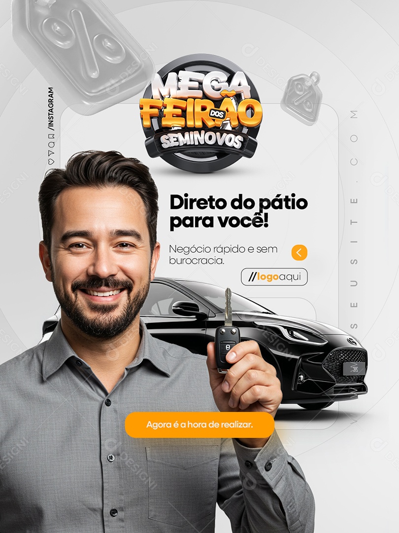 Mega Feirão Dos Seminovos Concessionária Direto do Pátio para Você Social Media PSD Editável