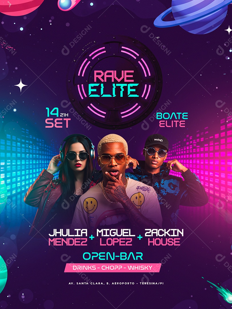 Flyer Rave Elite Social Media PSD Editável