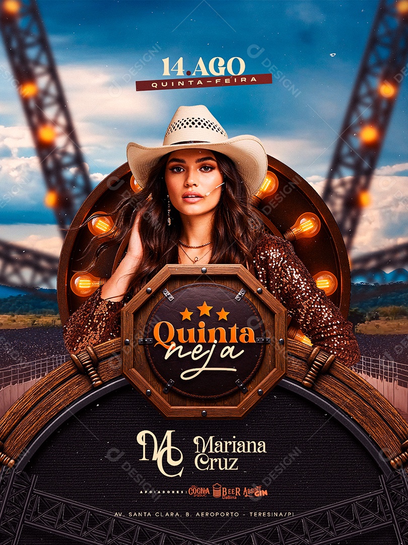 Flyer Quinta Neja Mariana Cruz Social Media PSD Editável