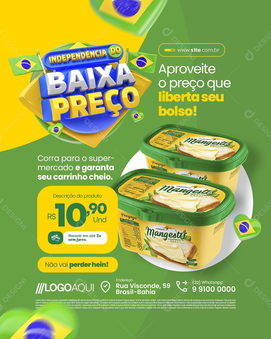 Independência do Baixa Preço Supermercado Margarina Aproveite o Preço Social Media PSD Editável