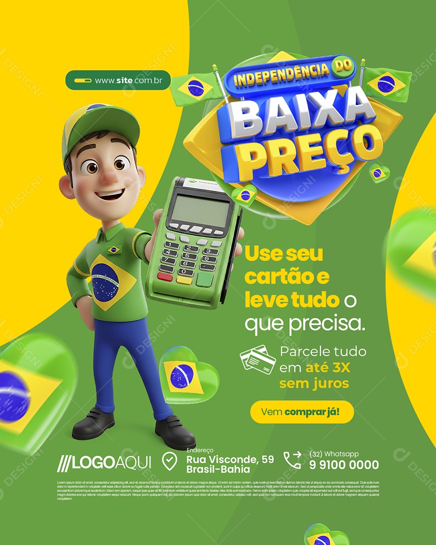 Independência do Baixa Preço Supermercado Use seu Cartão Social Media PSD Editável