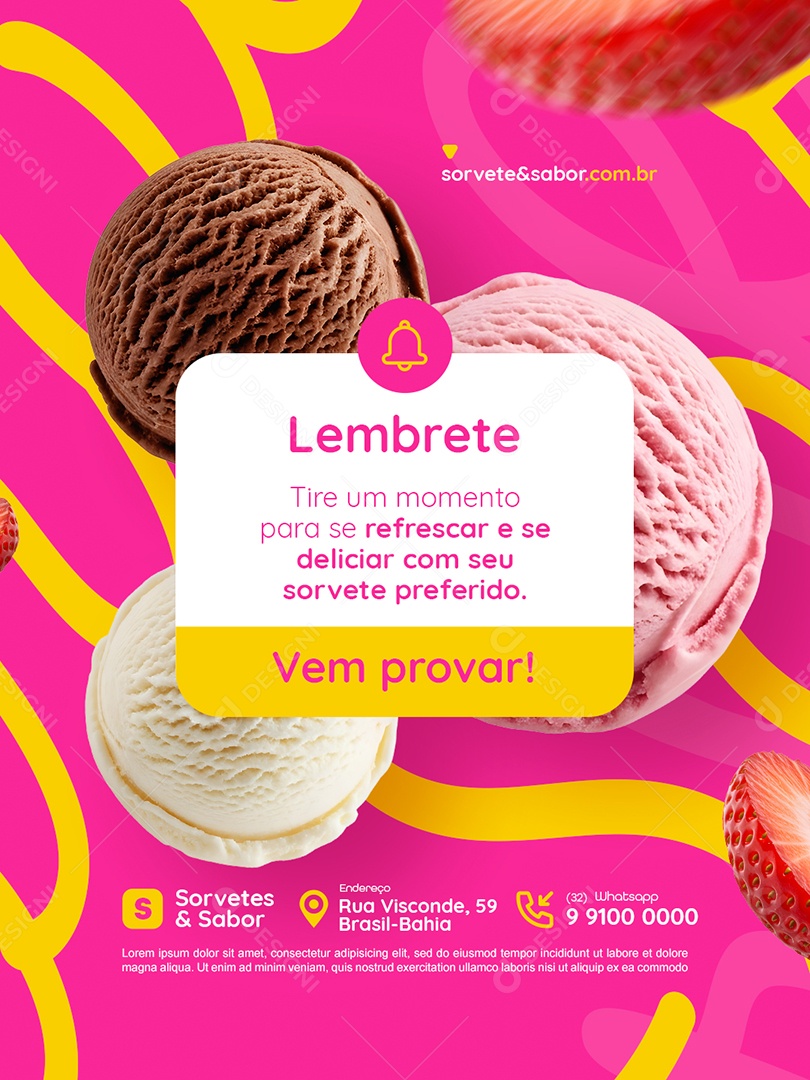 Sorveteria Lembrete Tire um Momento para Se Refrescar Social Media PSD Editável