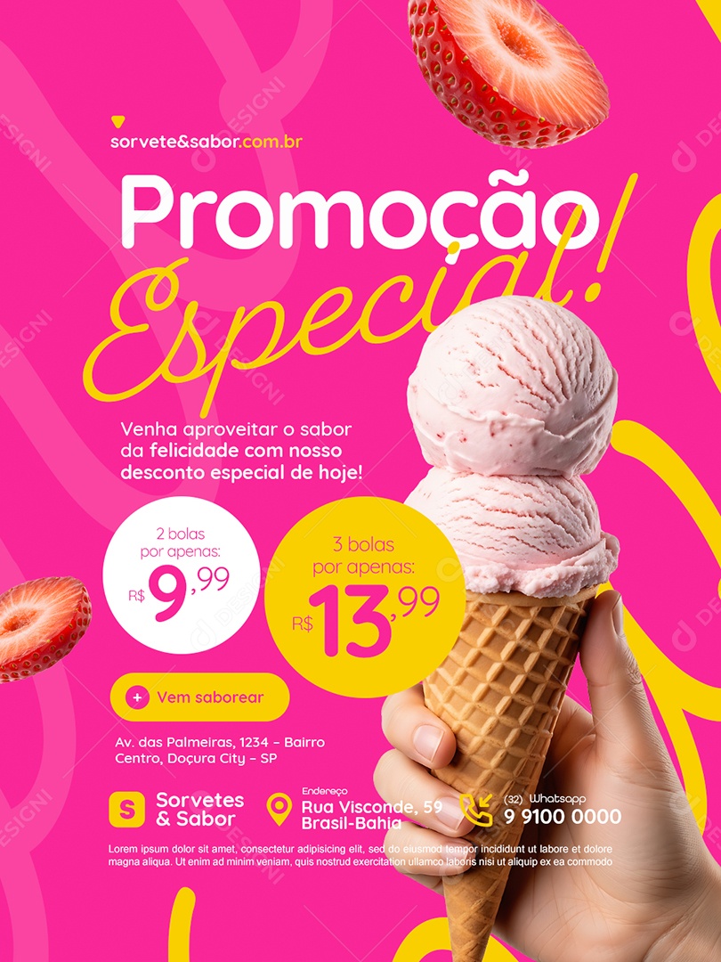 Sorveteria Promoção Especial Social Media PSD Editável
