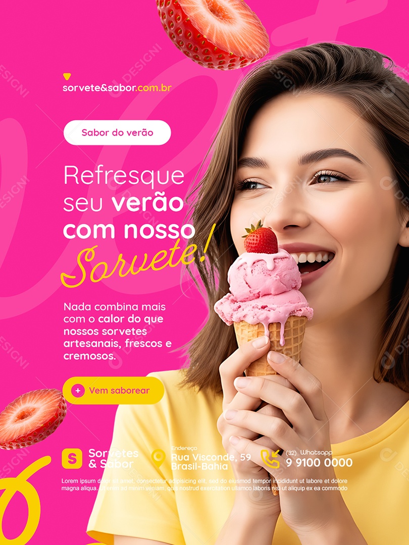 Sorveteria Refresque seu Verão com Nosso Sorvete Social Media PSD Editável