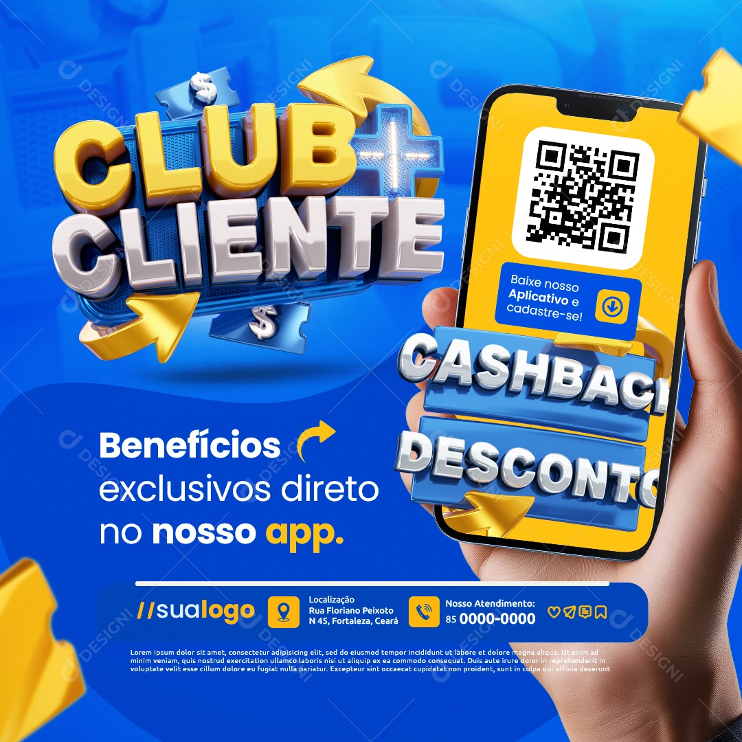 Clube Cliente Supermercado Cashback Desconto Social Media PSD Editável