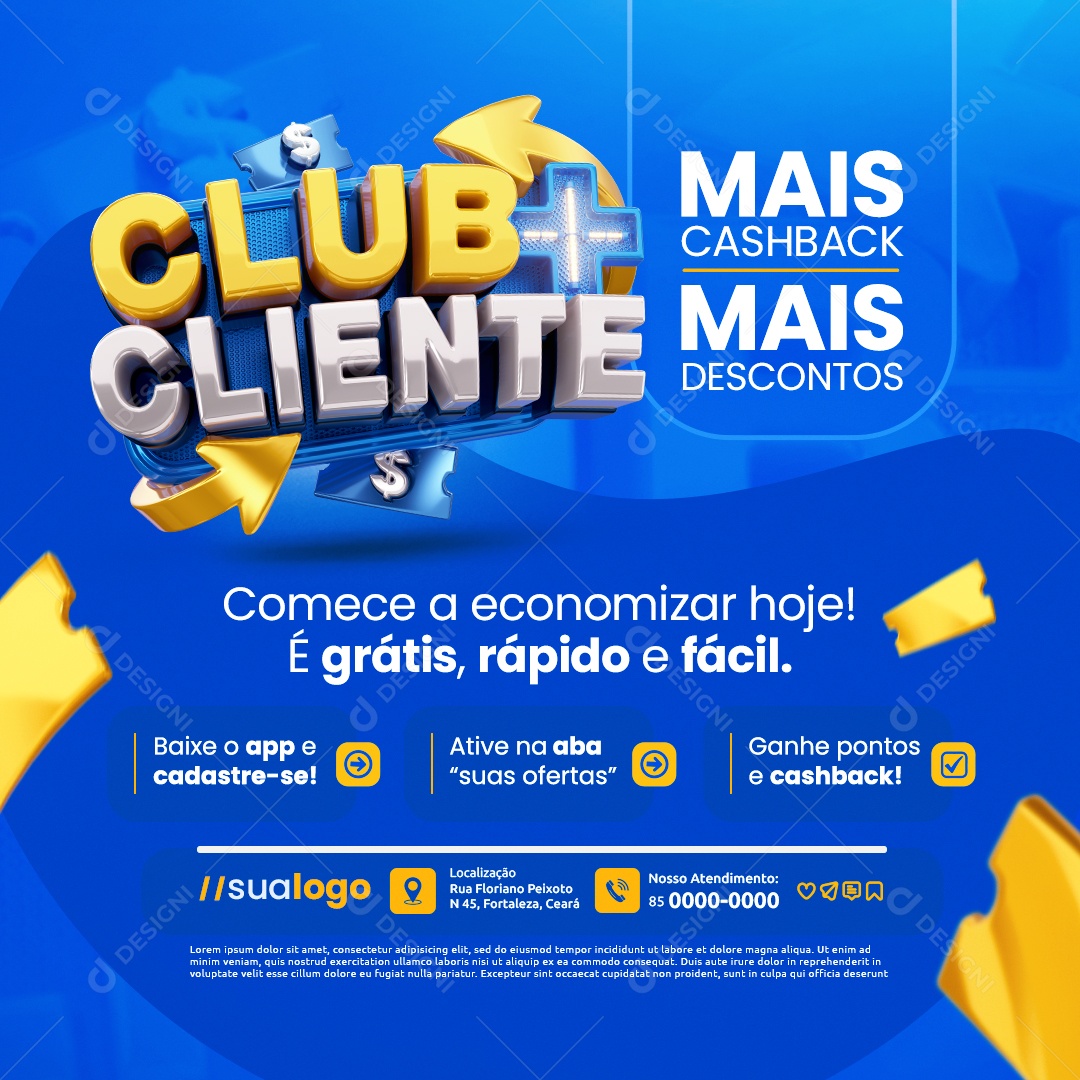 Clube Cliente Supermercado Comece a Economizar Hoje Social Media PSD Editável