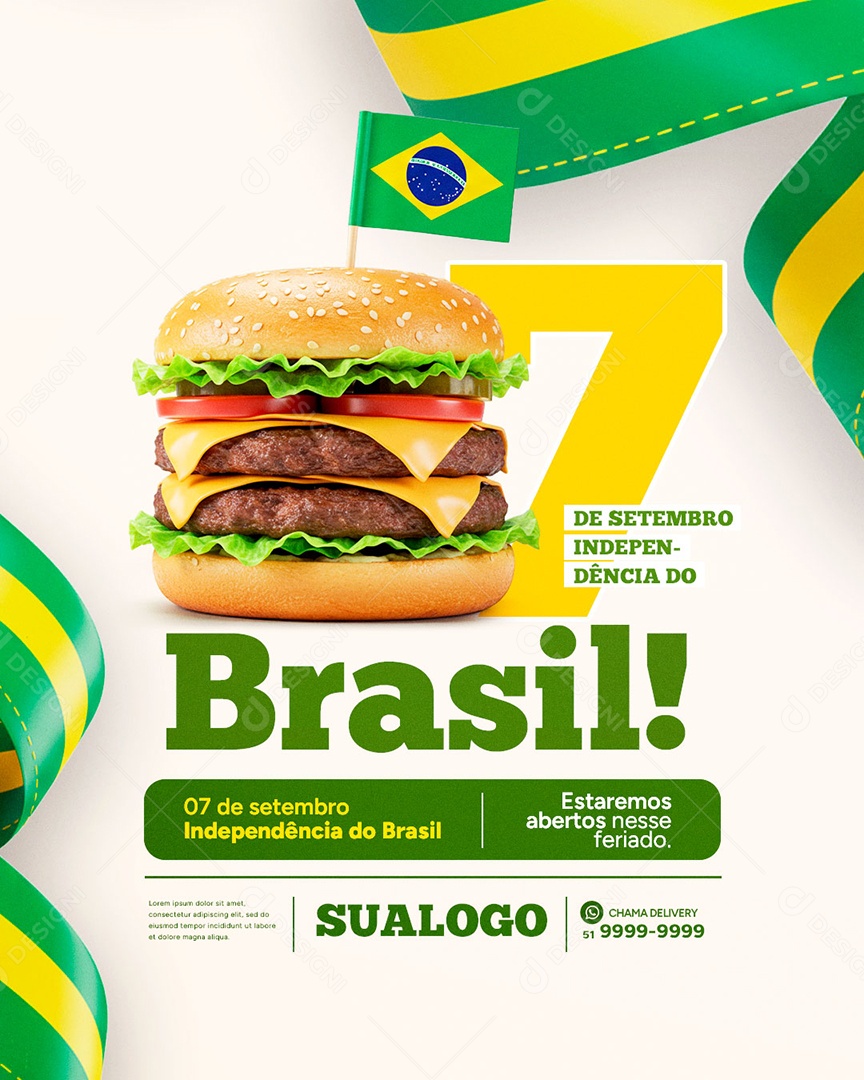 Dia da Independência do Brasil Hamburgueria Social Media PSD Editável