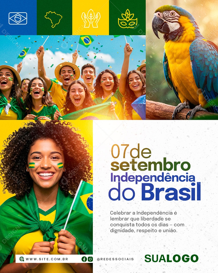 Dia da Independência do Brasil 07 de Setembro Social Media PSD Editável