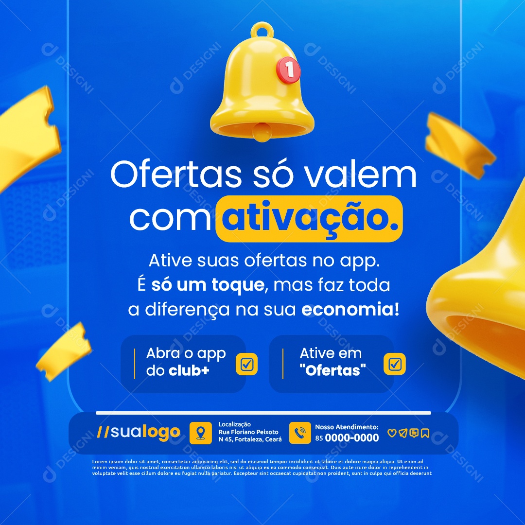 Clube Cliente Supermercado Ofertas Só Valem com Ativação Social Media PSD Editável