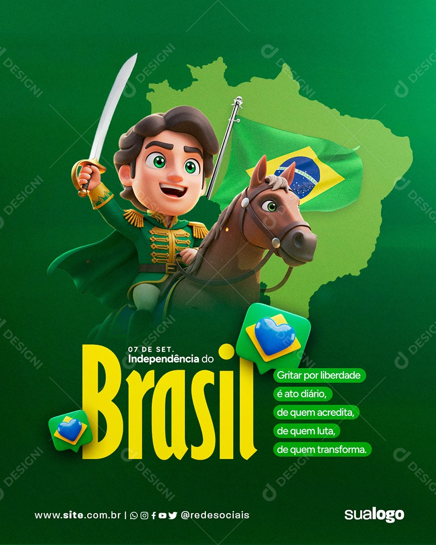 Dia da Independência do Brasil 07 de Setembro Social Media PSD Editável