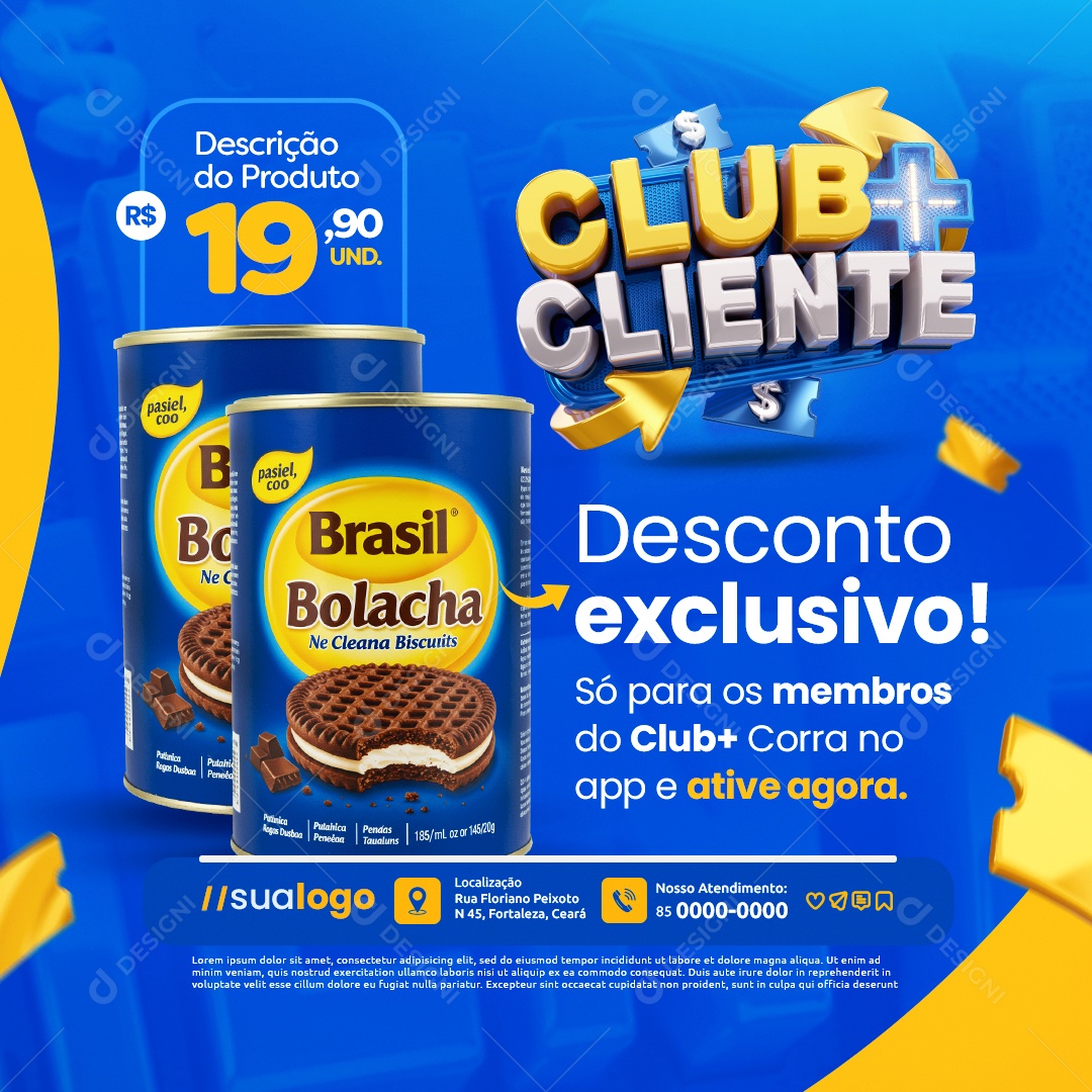 Clube Cliente Supermercado Desconto Exclusivo Social Media PSD Editável