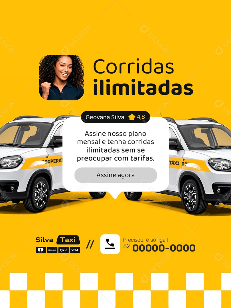 Taxista Corridas Ilimitadas Assine Agora Social Media PSD Editável