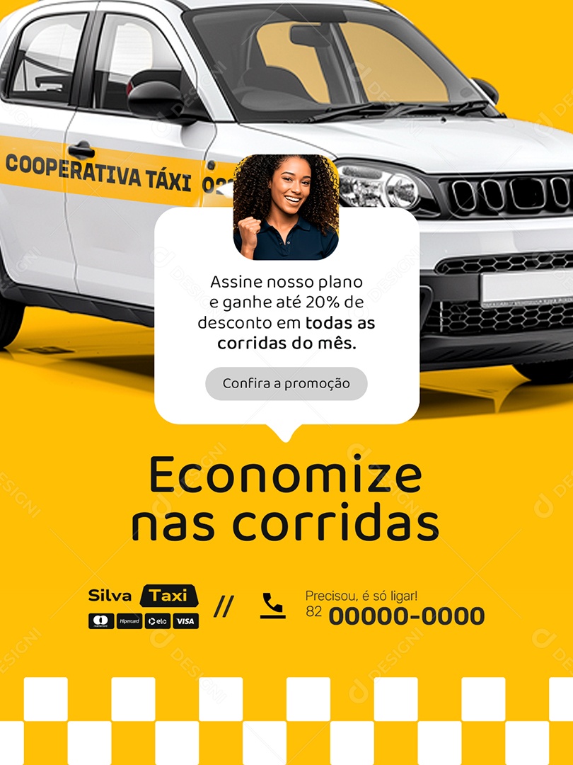 Taxista Economize nas Corridas Social Media PSD Editável