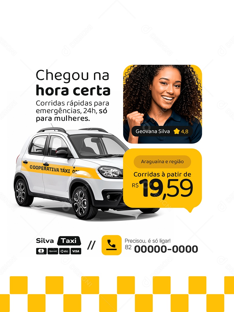 Taxista Chegou na Hora Certa Corridas Rápidas para Emergências Social Media PSD Editável