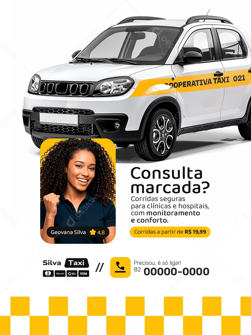 Taxista Consulta Marcada Corridas Seguras para Clínicas e Hospitais Social Media PSD Editável