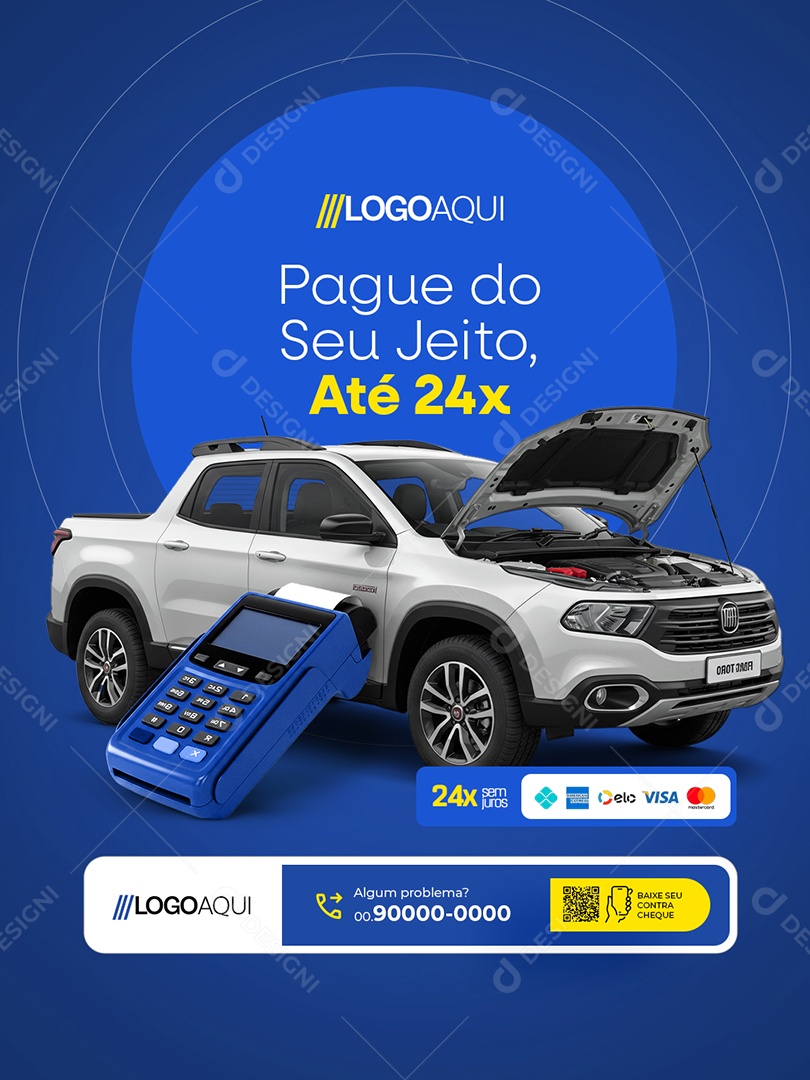Cartão Oficina Mecânica Pague do Seu Jeito Até 24x Social Media PSD Editável