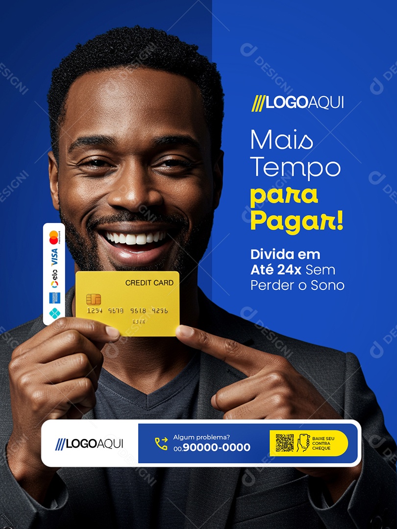 Cartão Mais Tempo para Pagar Divida em Até 24x Social Media PSD Editável