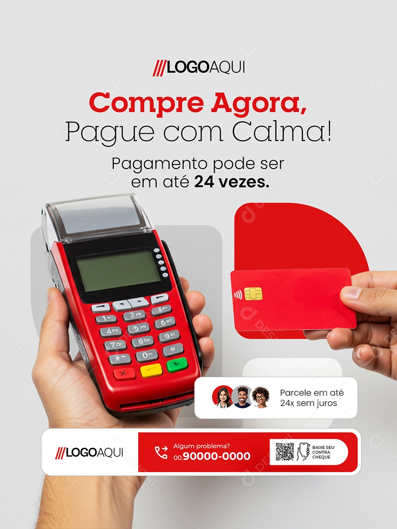 Cartão Compre Agora Pague com Calma Social Media PSD Editável
