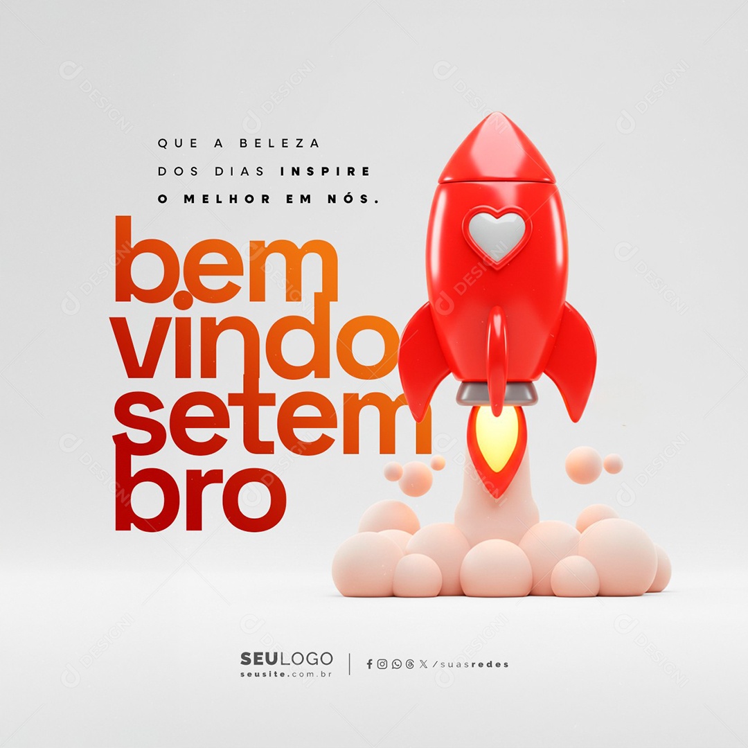 Bem Vindo Setembro Que a Beleza Dos Dias Inspire o Melhor em Nós Social Media PSD Editável