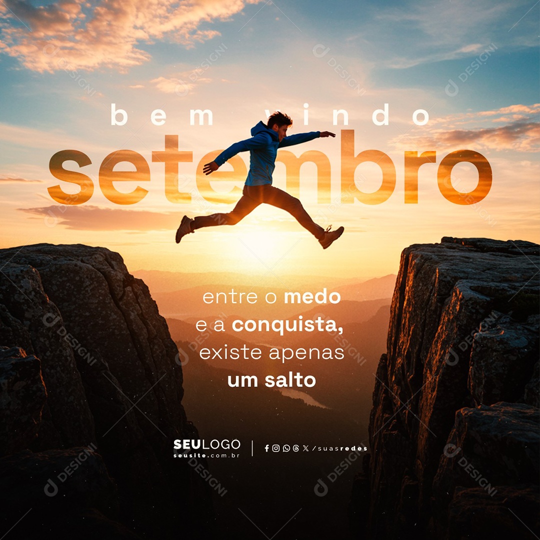 Bem Vindo Setembro Entre o Medo e a Conquista Social Media PSD Editável