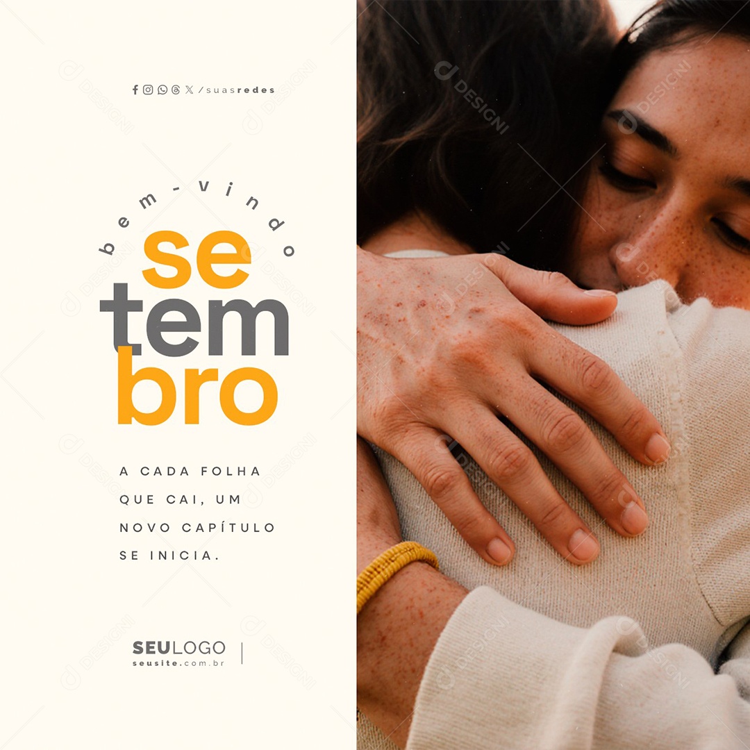 Bem Vindo Setembro A Cada Folha Que Cai Social Media PSD Ediável