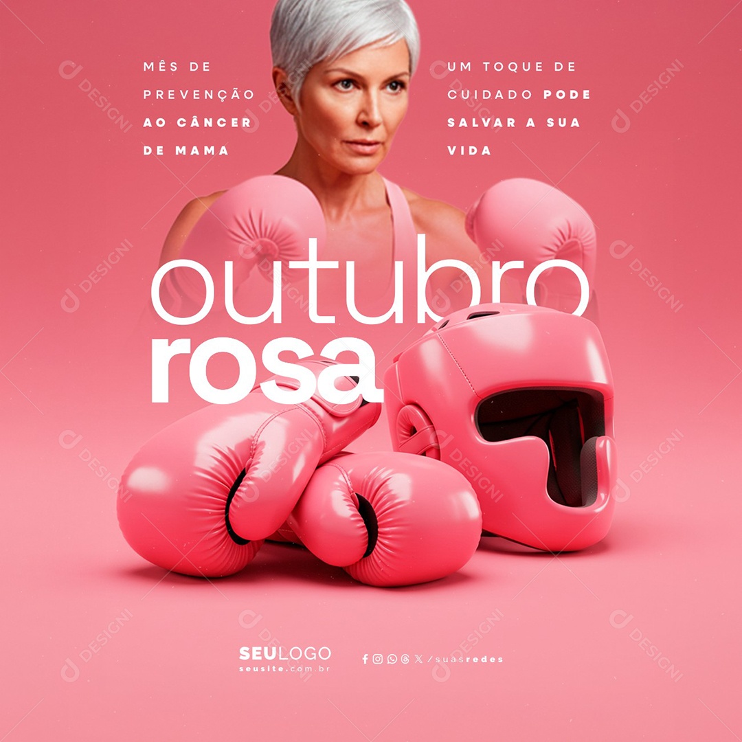 Outubro Rosa Um Toque de Cuidado Pode Salvar a Sua Vida Social Media PSD Editável