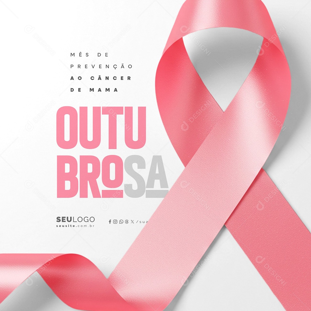 Outubro Rosa Mês de Prevenção ao Câncer de Mama Social Media PSD Editável