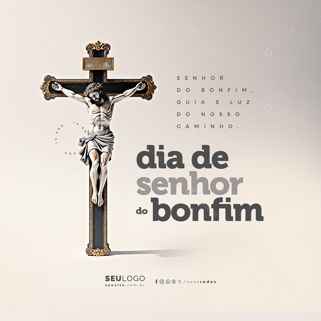 Dia de Senhor do Bonfim 15 de Agosto Guia e Luz Social Media PSD Editável