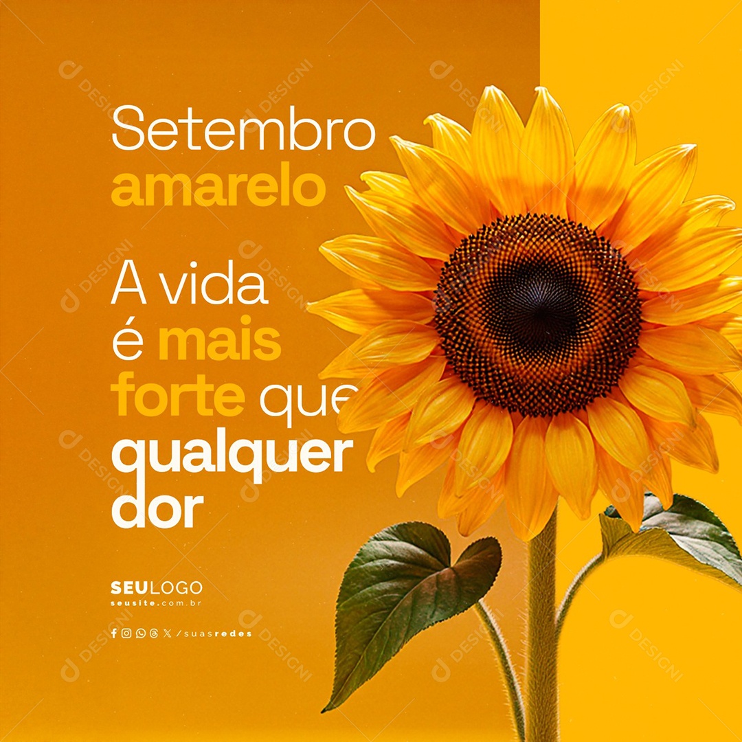 Setembro Amarelo A Vida é Mais Forte Que Qualquer Dor Social Media PSD Editável
