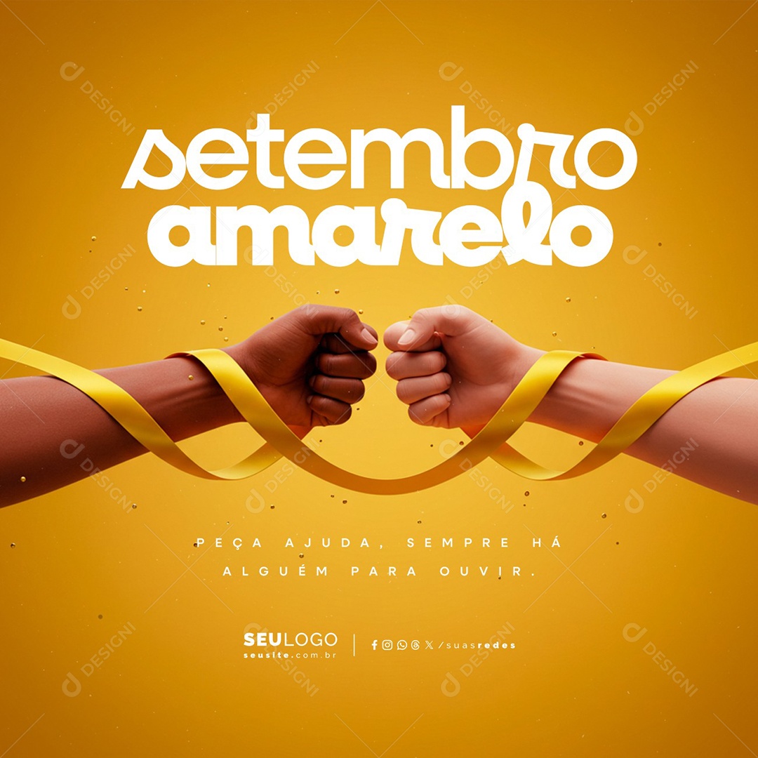 Setembro Amarelo Peça Ajuda Sempre Há Alguém para Ouvir Social Media PSD Editável