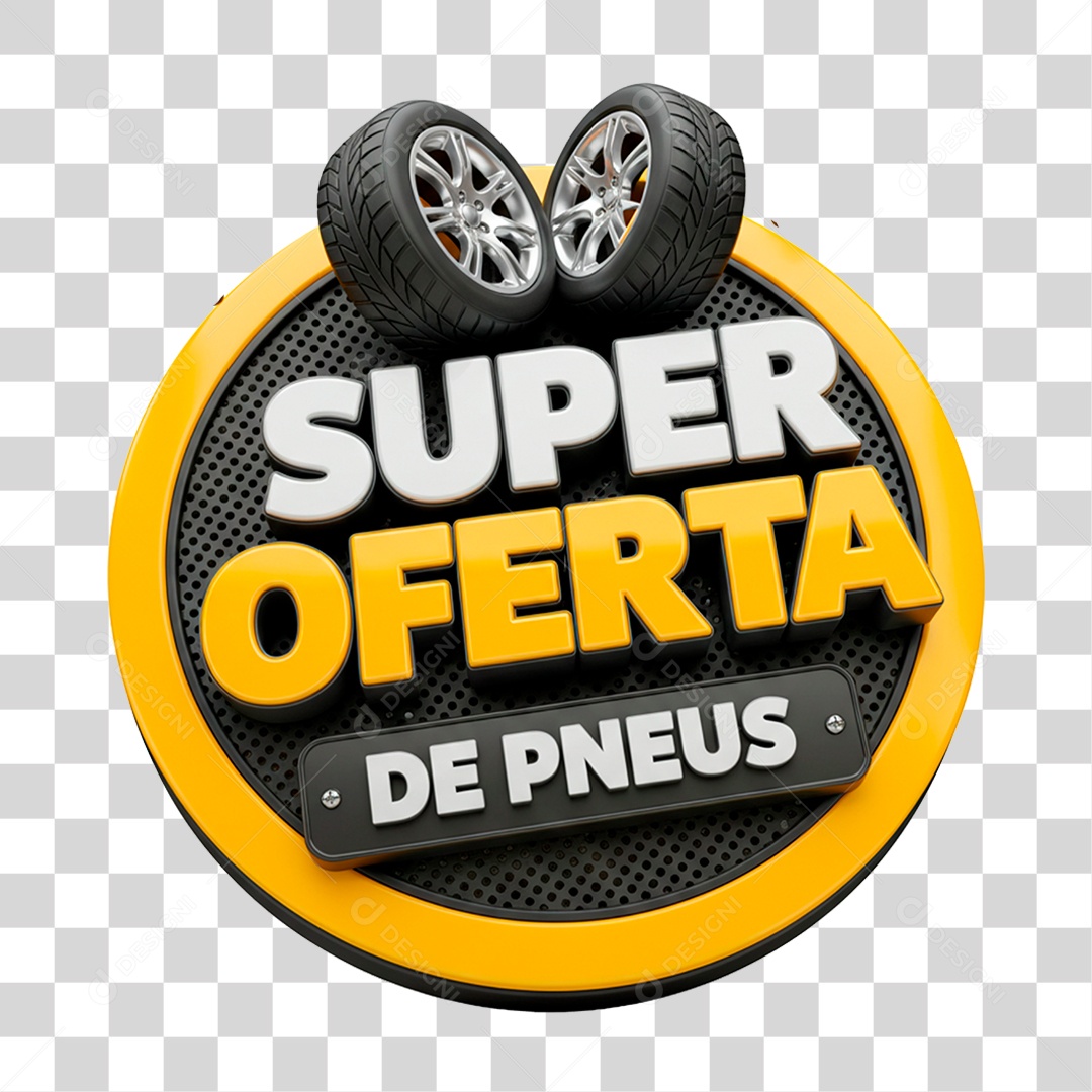 Selo 3D Super Oferta de Pneus PNG Transparente