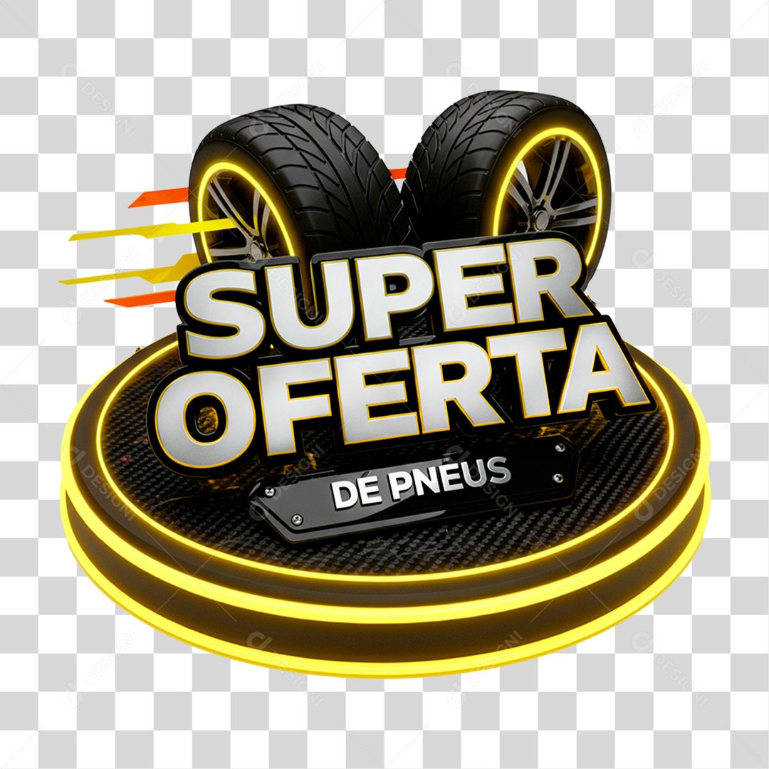Selo 3D Super Oferta de Pneus PNG Transparente