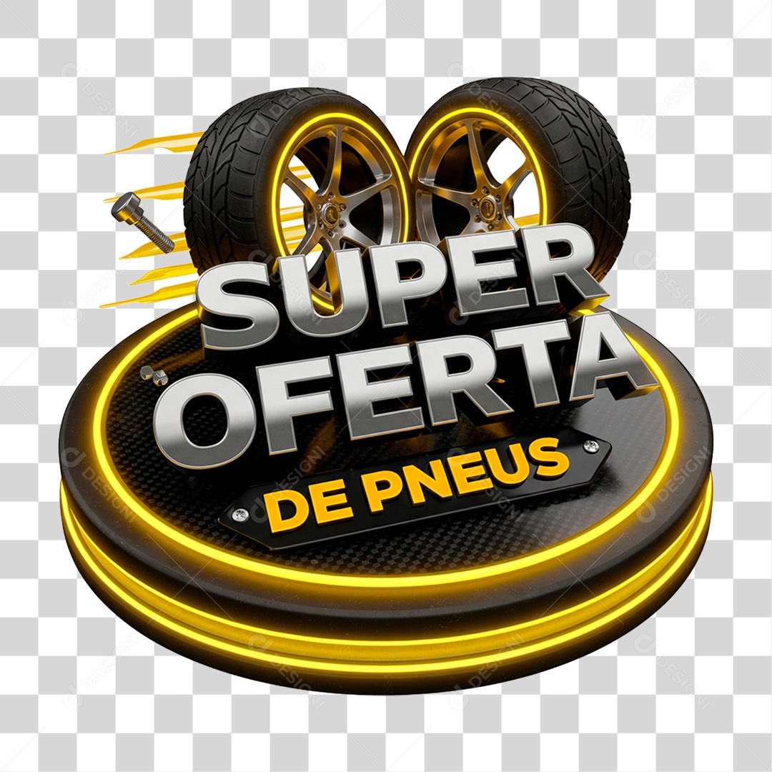 Selo 3D Super Oferta de Pneus PNG Transparente