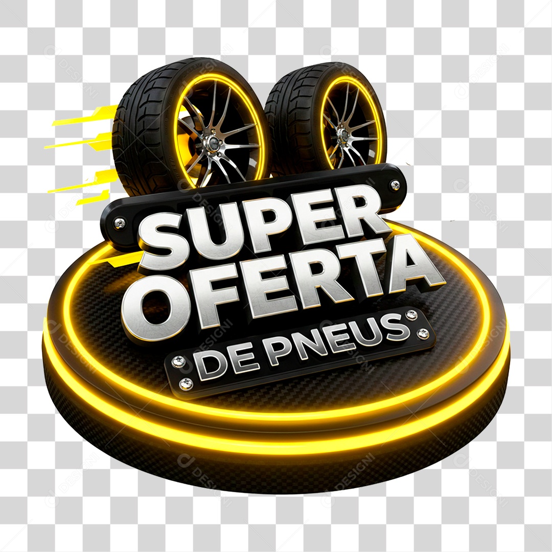Selo 3D Super Oferta de Pneus PNG Transparente