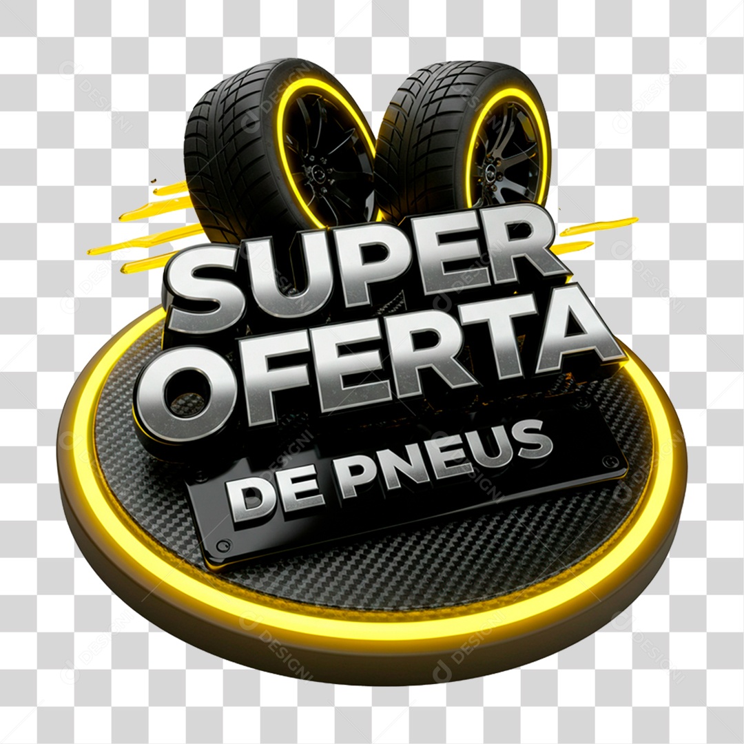 Selo 3D Super Oferta de Pneus PNG Transparente