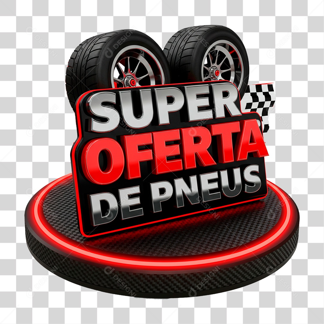 Selo 3D Super Oferta de Pneus PNG Transparente