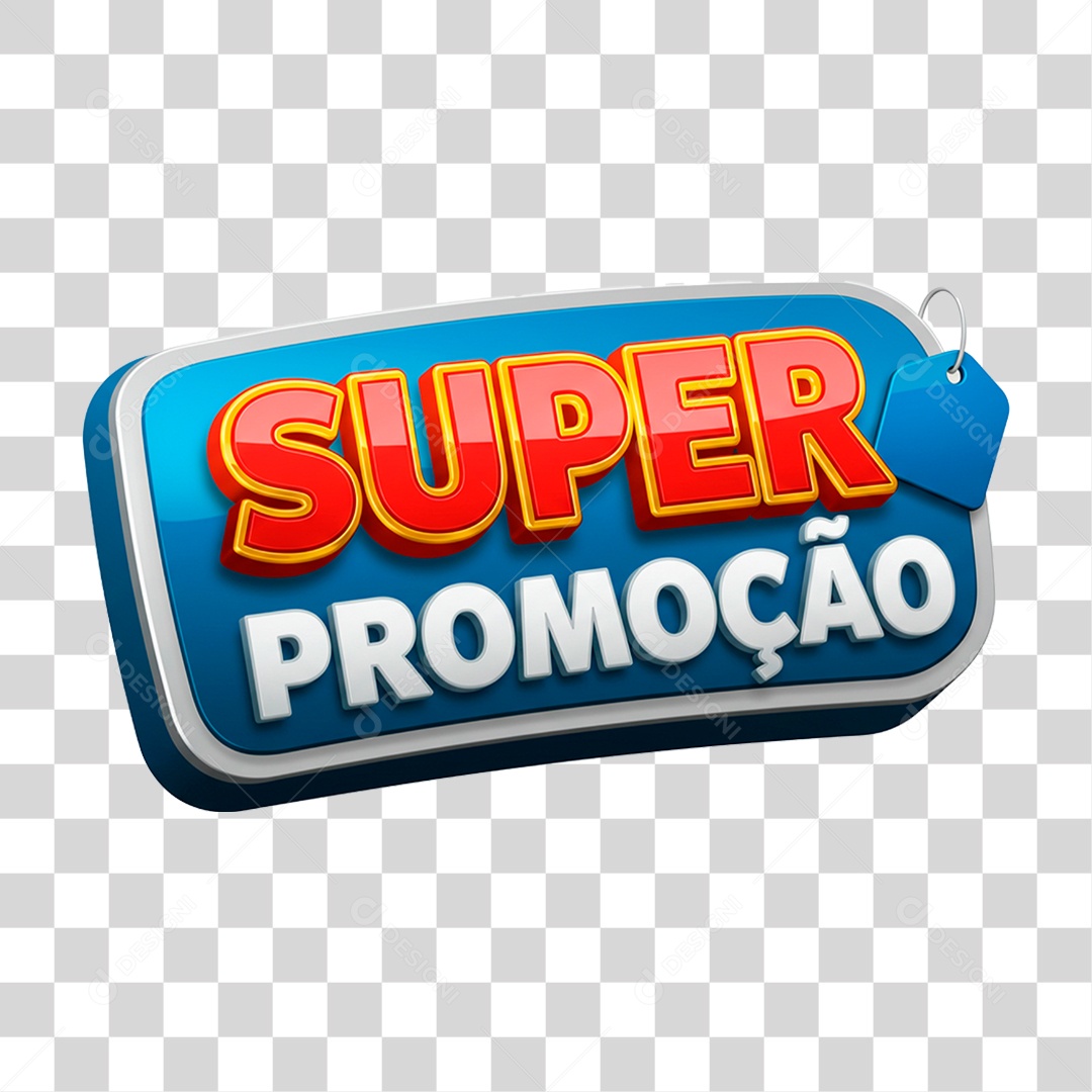 Selo 3D Super Promoção para Composição PNG Transparente