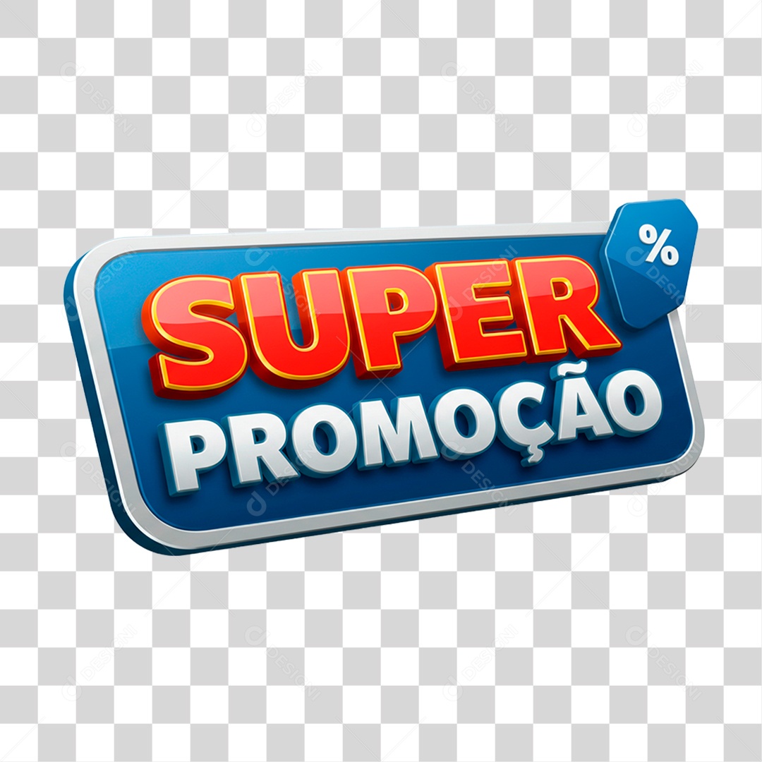 Selo 3D Super Promoção para Composição PNG Transparente