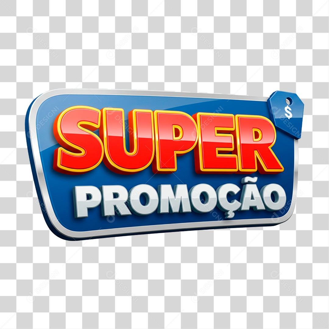 Selo 3D Super Promoção para Composição PNG Transparente