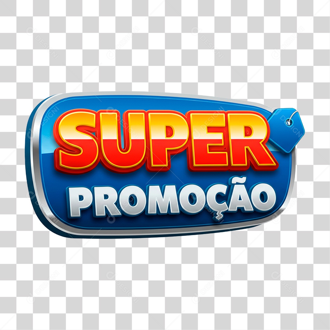 Selo 3D Super Promoção para Composição PNG Transparente