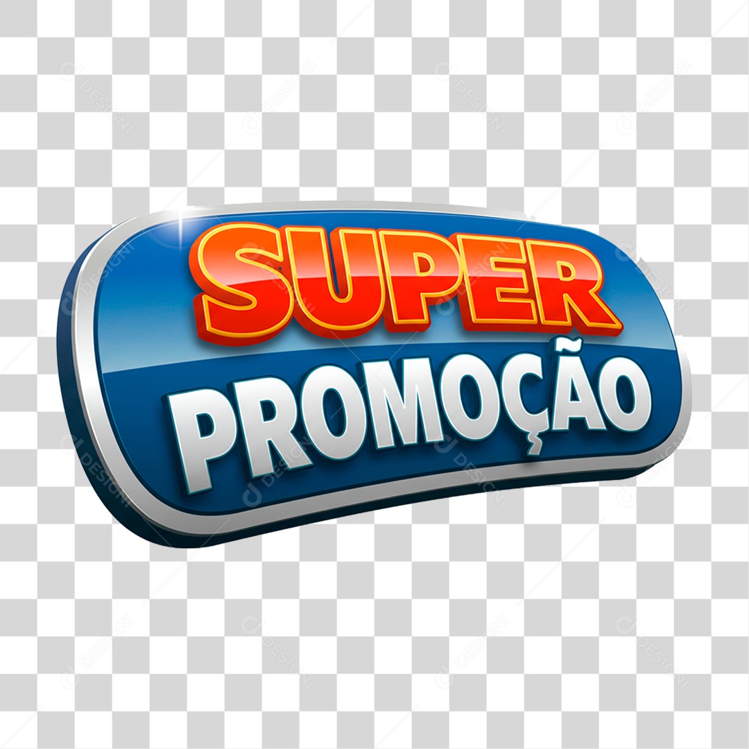 Selo 3D Super Promoção para Composição PNG Transparente