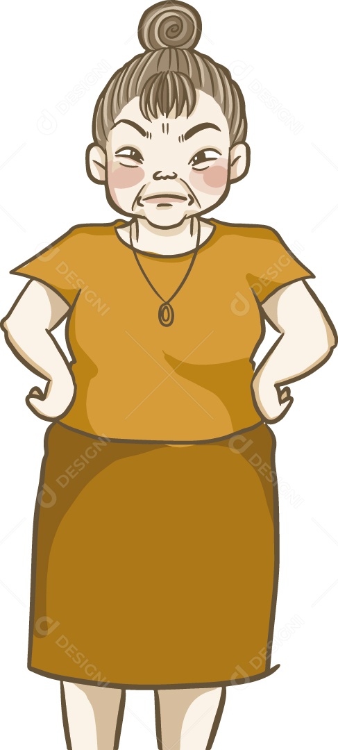 Desenho Animado de Senhora Brava Ilustração Vetor EPS