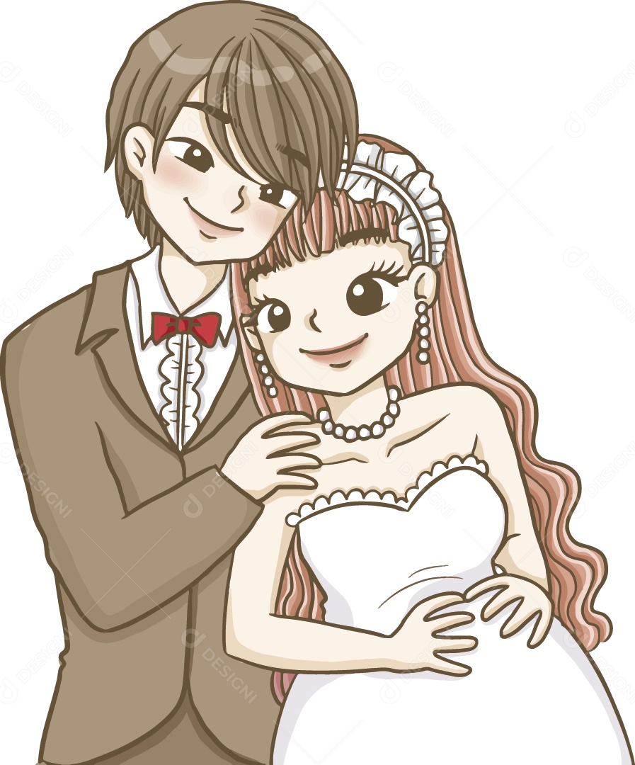 Desenho Animado de Casal Apaixonado Ilustração Vetor EPS