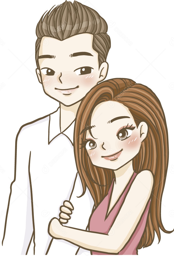 Desenho Animado de Casal de Jovens Ilustração Vetor EPS