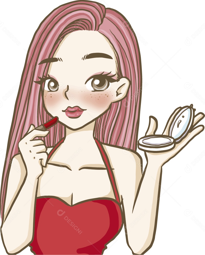 Desenho Animado de Mulher Se Arrumando Ilustração Vetor EPS