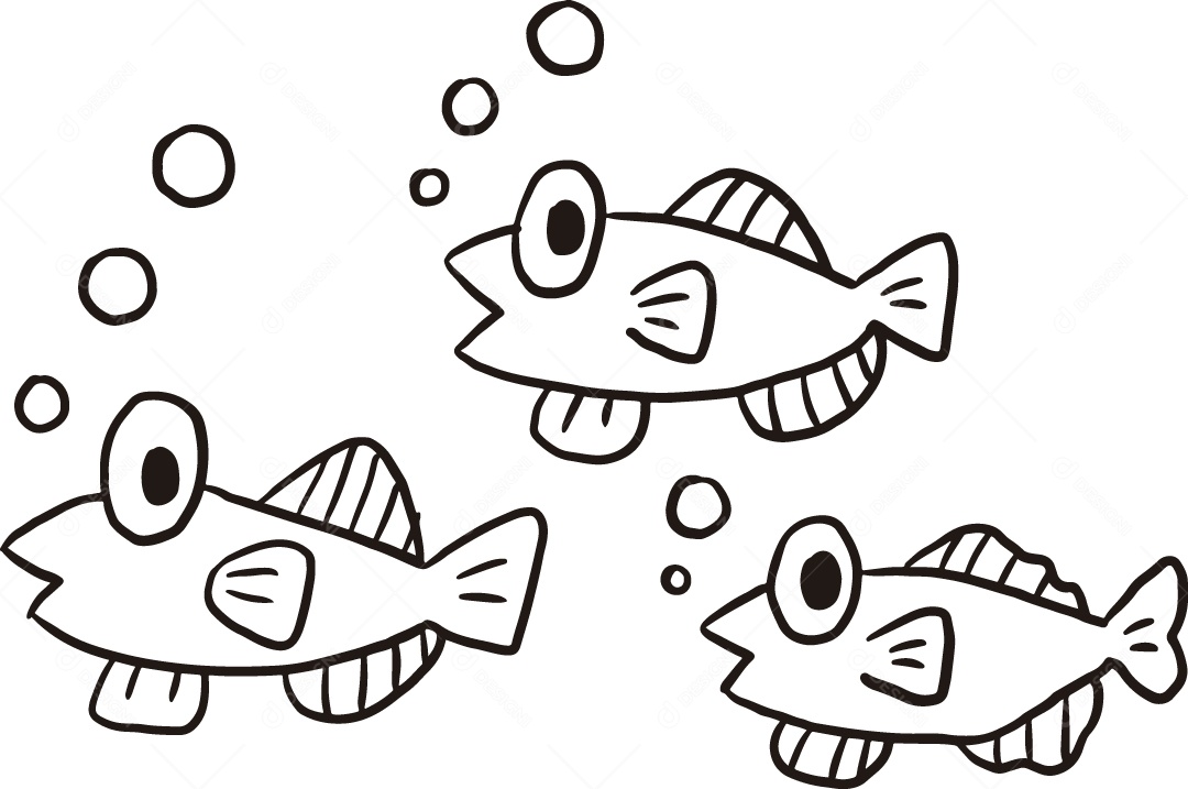 Desenho para Colorir Peixes Ilustração Vetor EPS